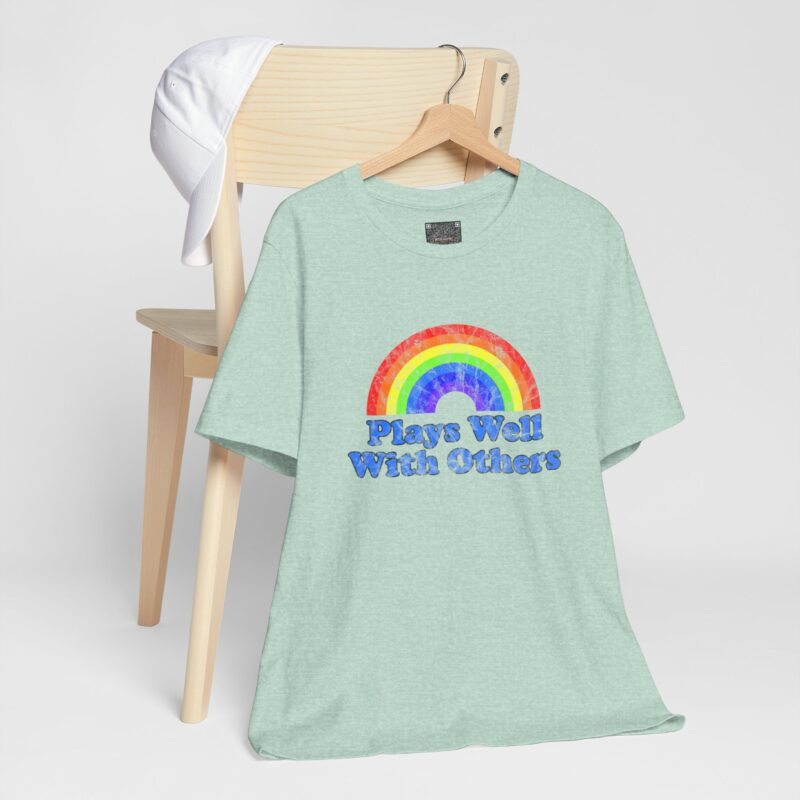 Plays Well With Others Rainbow Tee — Positive Lifestyle Retro Graphic T-Shirt
