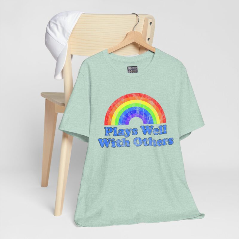 Plays Well With Others Rainbow Tee — Positive Lifestyle Retro Graphic T-Shirt