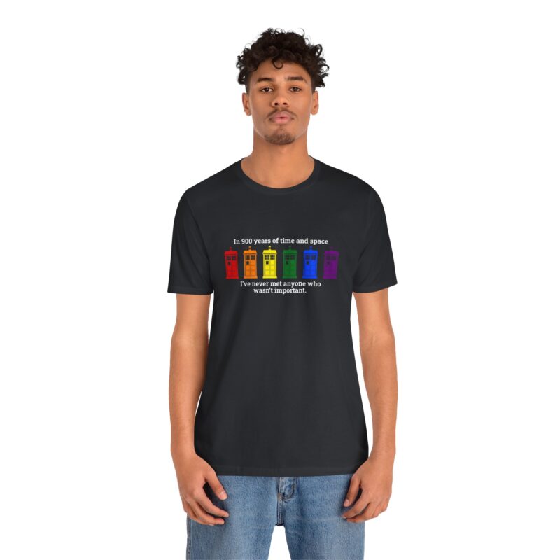 Rainbow Phone Booth Tee — 900 Years Quote Pride Shirt
